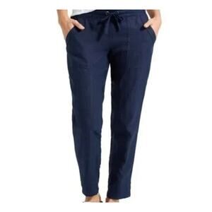 Athleta Cropped 100% Linen Pull On Pants Casual Summer Pant Sz 2P Petite